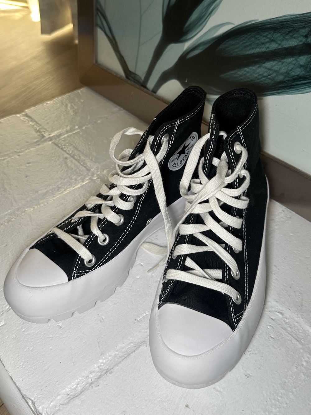 Converse Women’s Black Canvas Lace-Up High-Top Boots with White Soles
